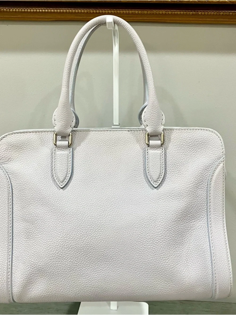 ALEXANDER MCQUEEN Pebbled Calfskin Small Skull Padlock Zip Around Tote w COA